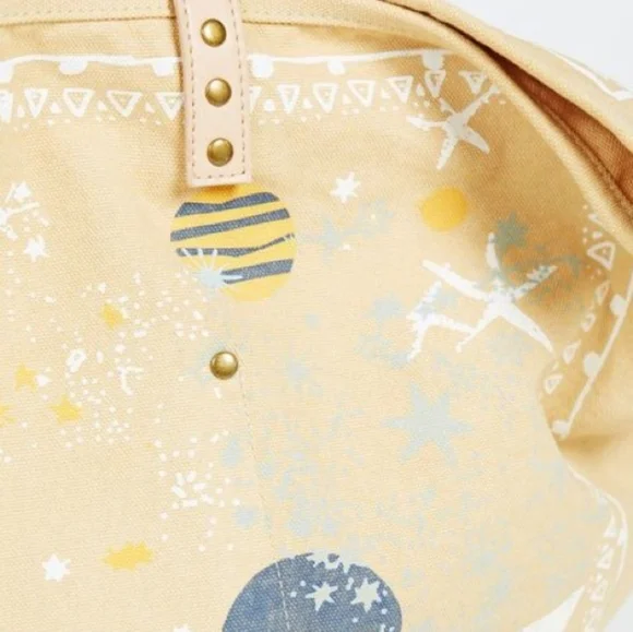 Free People Rosewood Tote Canvas Large Celestial Galaxy Print NWT - Picture 2 of 12